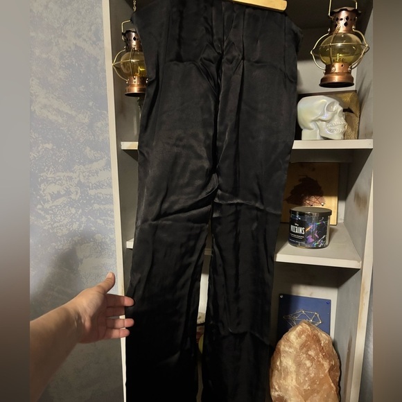 Zara Black Straight Leg Pants with High-Waisted Tie Design medium - Picture 7 of 11